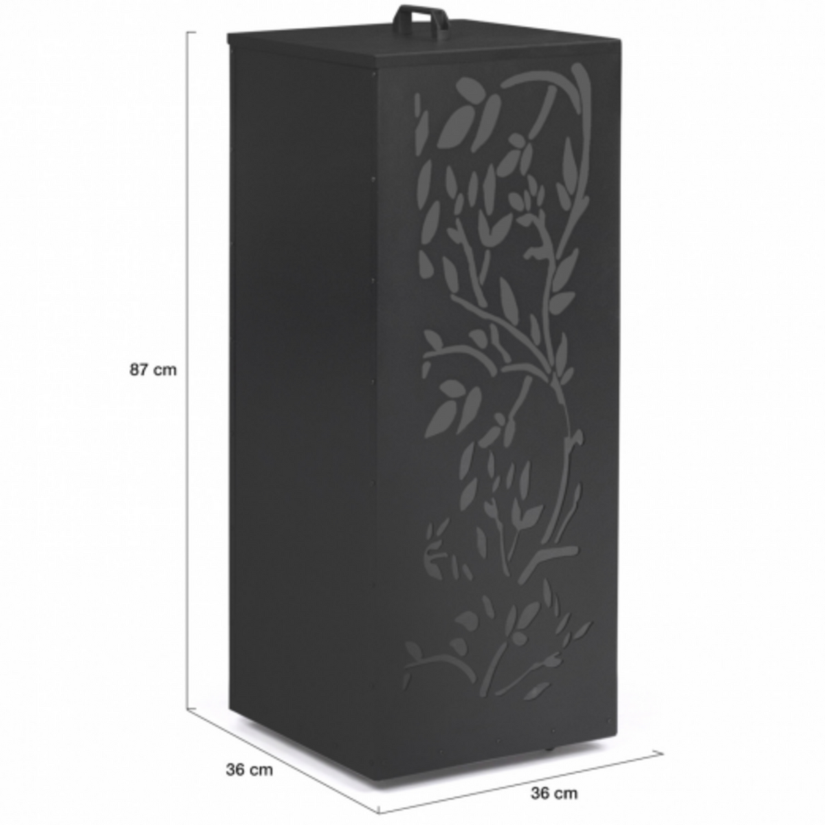 ID MARKET Réservoir à granulés 55 kg noir rangement à pellets 36 x 36 x 87 cm - motif floral