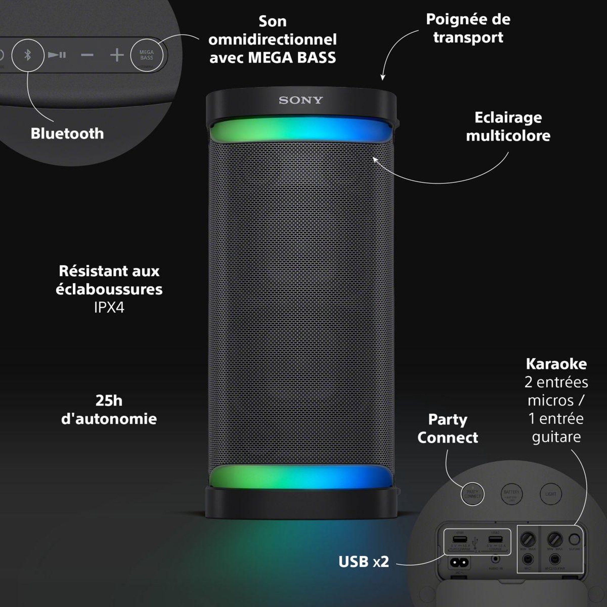 Voir la diapositive 3 : SONY Enceinte sono SRS-XP700 Noir