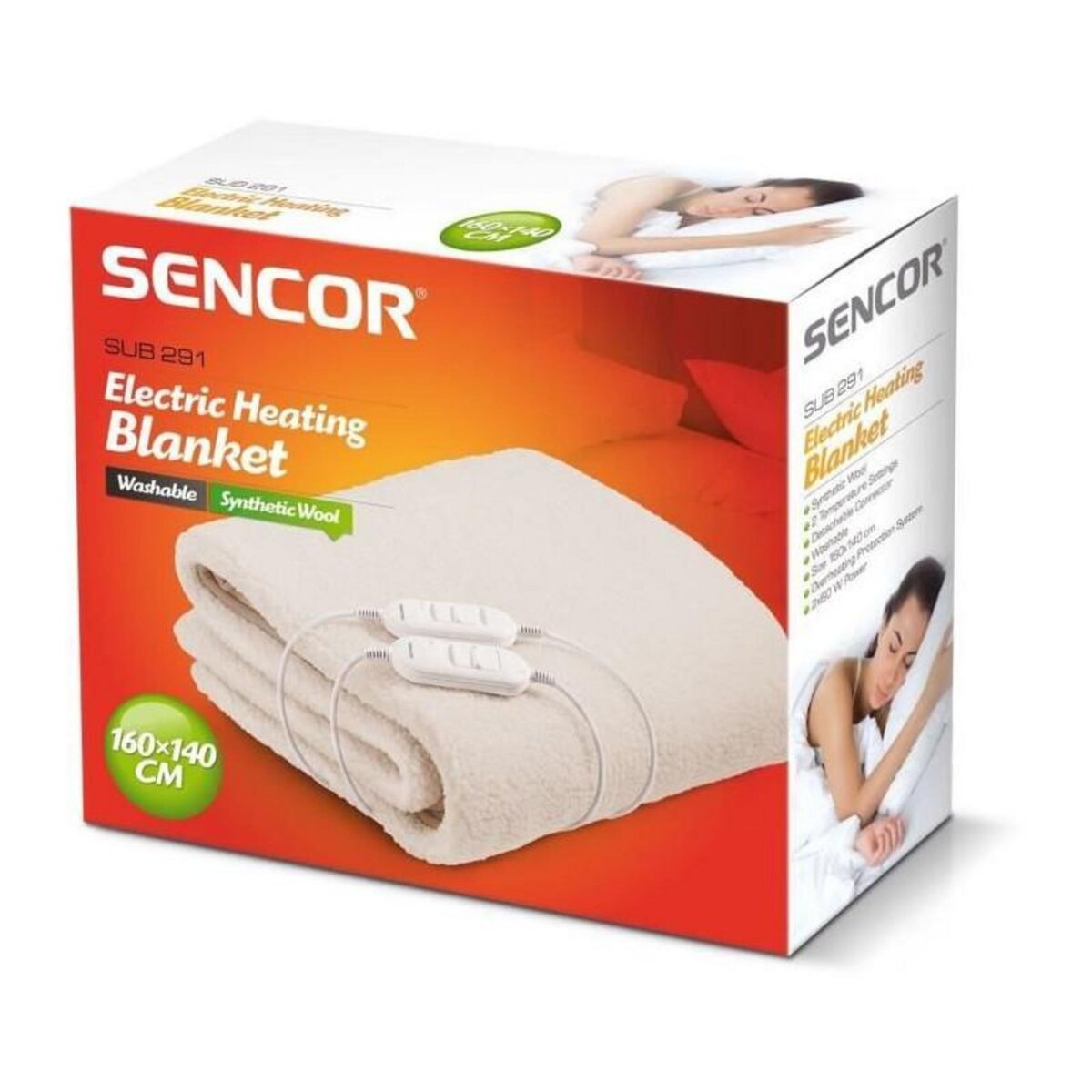 SENCO Couverture chauffante - SENCOR - SUB 291 - 120 W - 2 personnes - Blanc