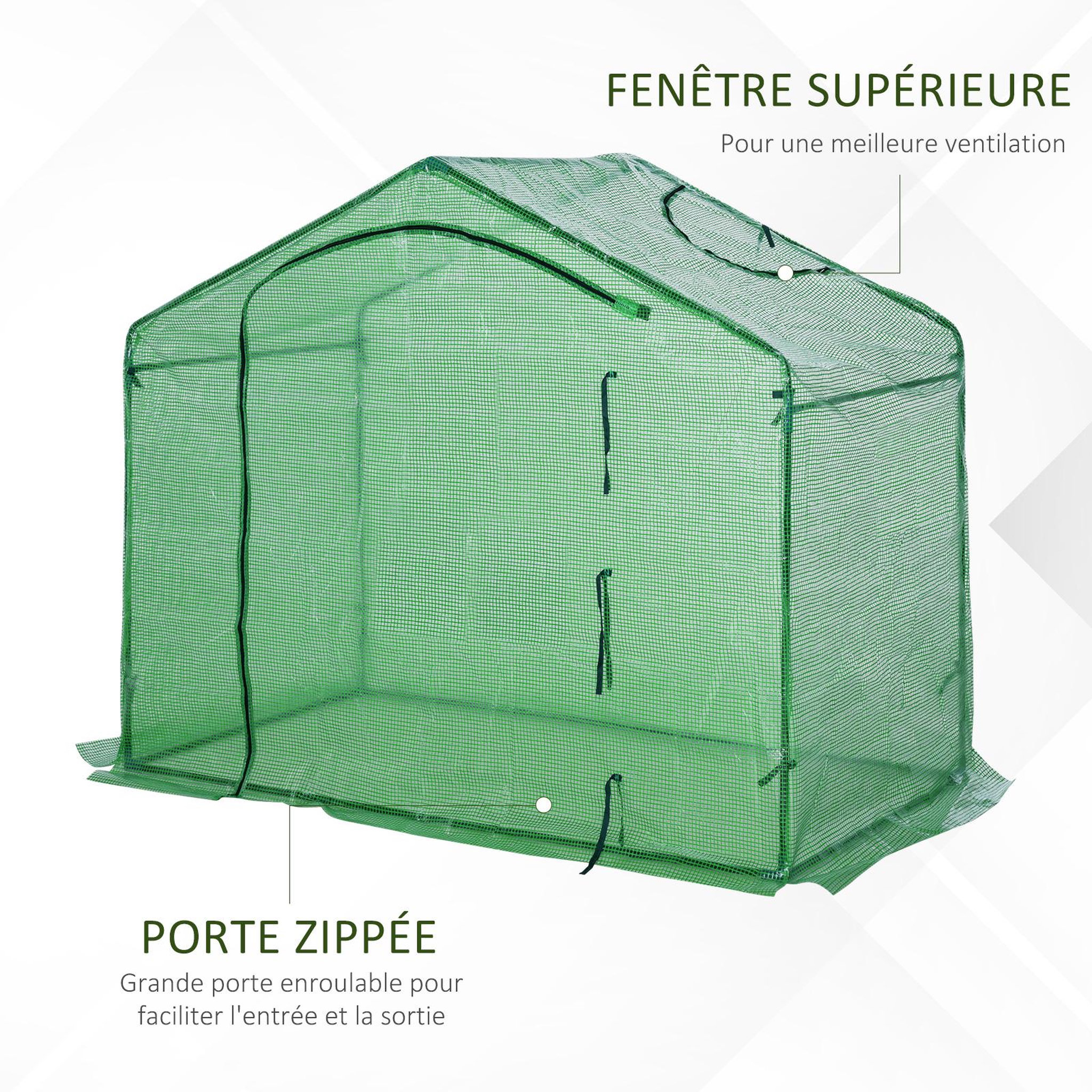 Voir la diapositive 5 : OUTSUNNY Serre de jardin balcon terrasse serre pour tomates 1,8l x 1l x 1,68h m acier pe imperméable transparent vert