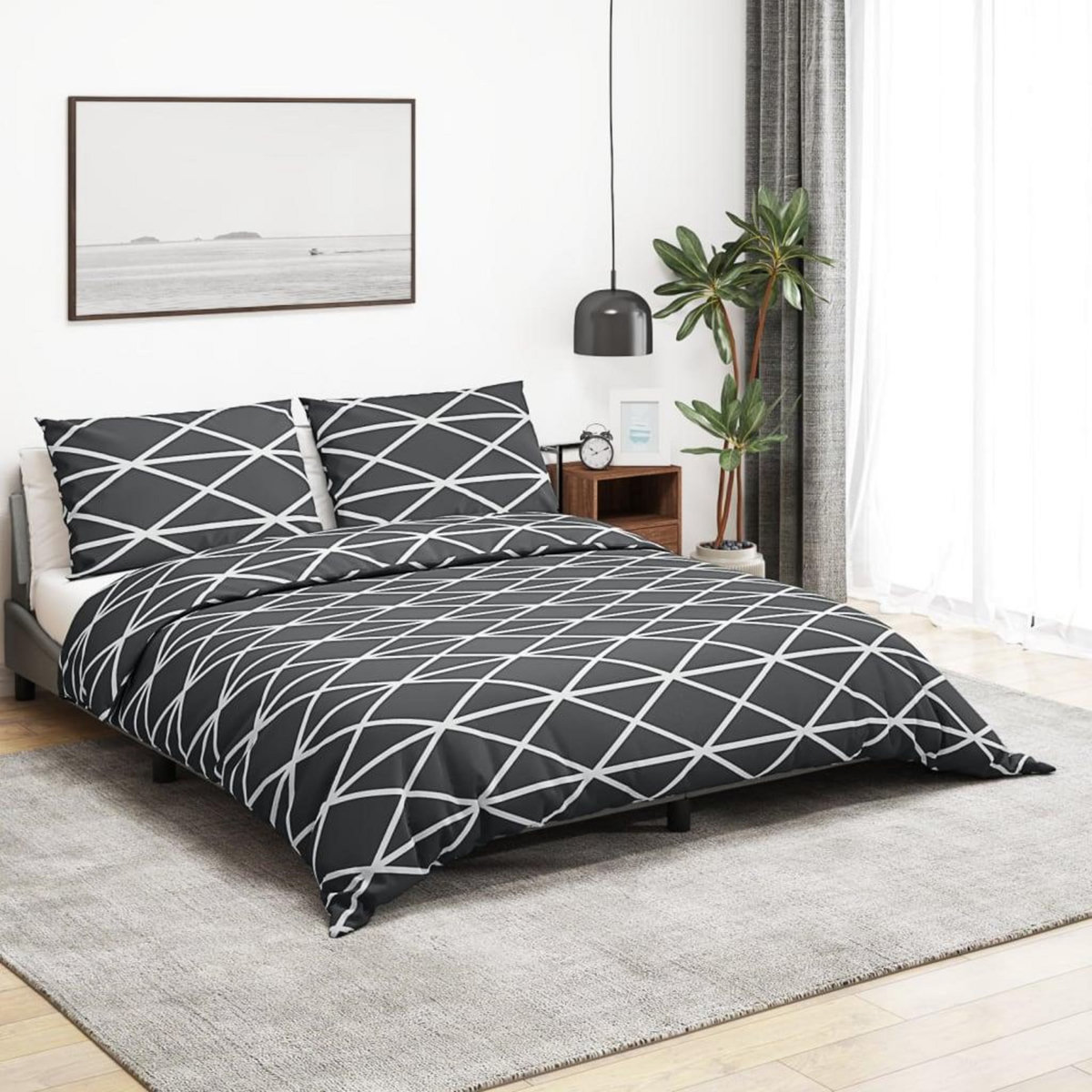 VIDAXL Ensemble de housse de couette Gris 200x200 cm Coton