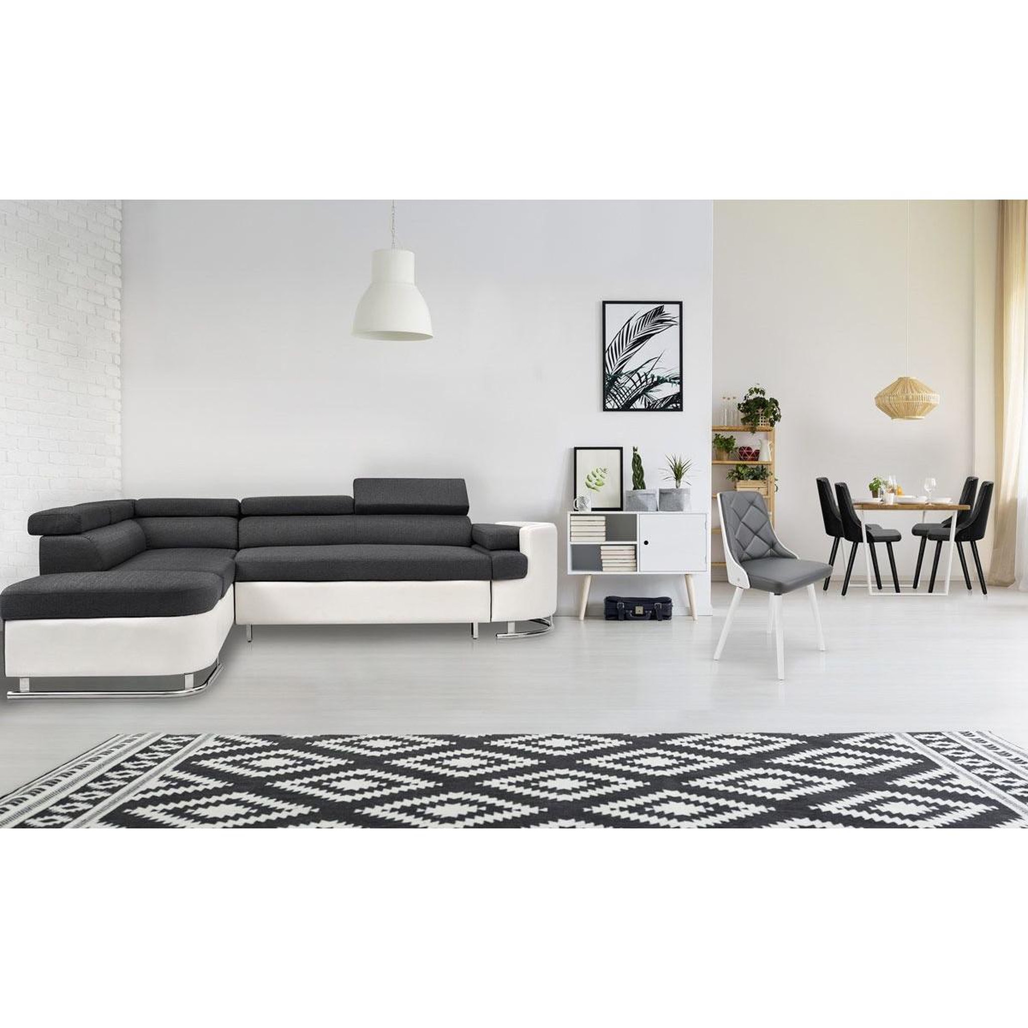 Voir la diapositive 4 : Paris Prix Lot de 2 chaises scandinave  cargo  79cm gris & blanc
