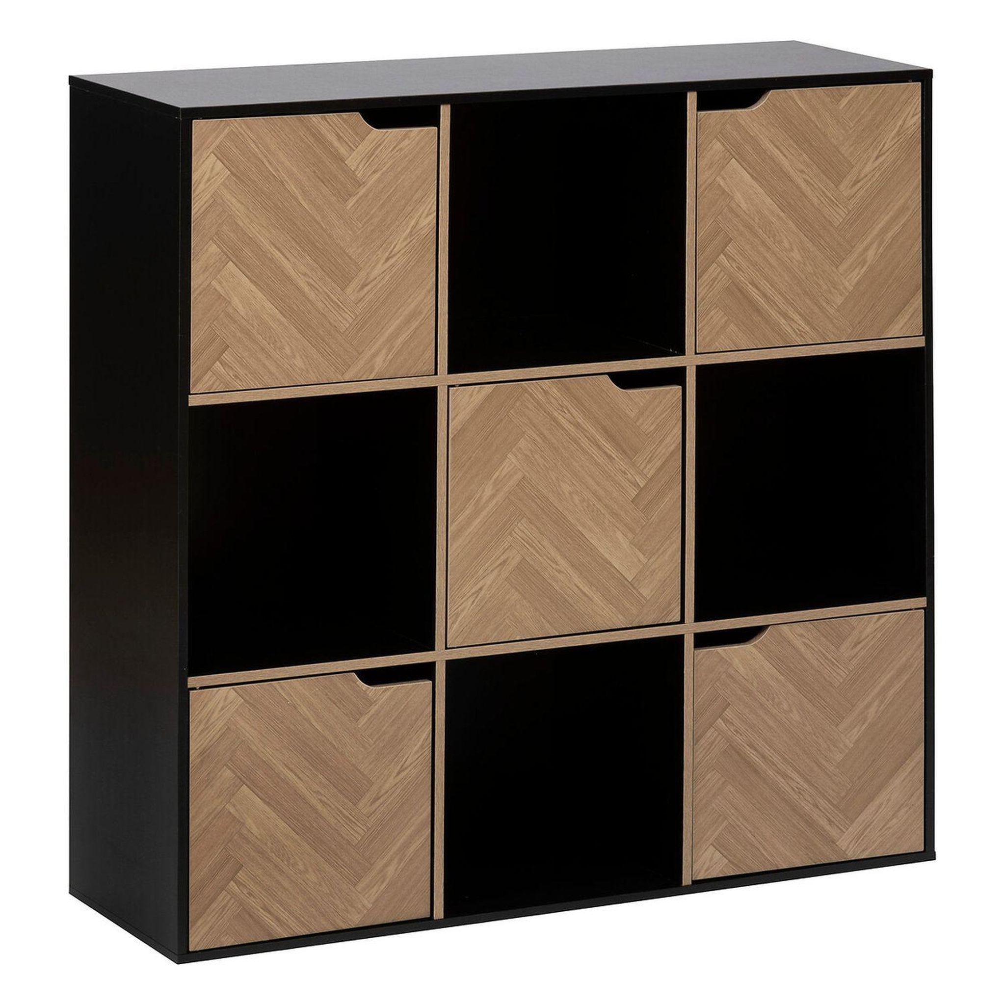 FIVE Étagère 9 cases mix'n door chevrons - beige et noir
