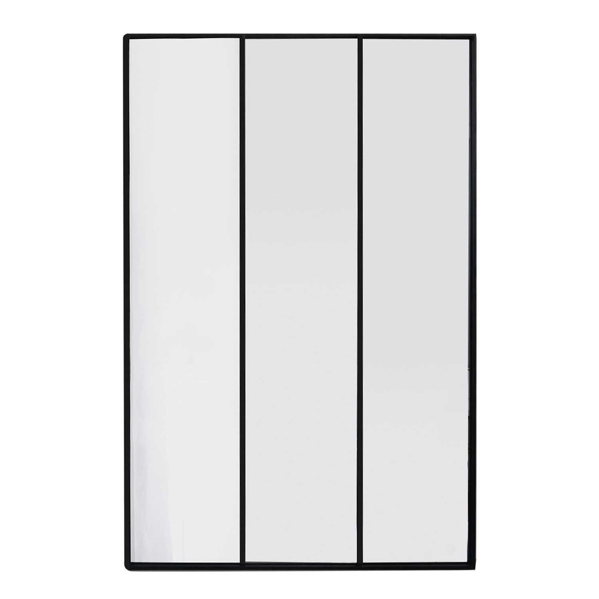 Voir la diapositive 1 : TOILINUX Miroir XXL style verrière en 3 parties en métal - Noir
