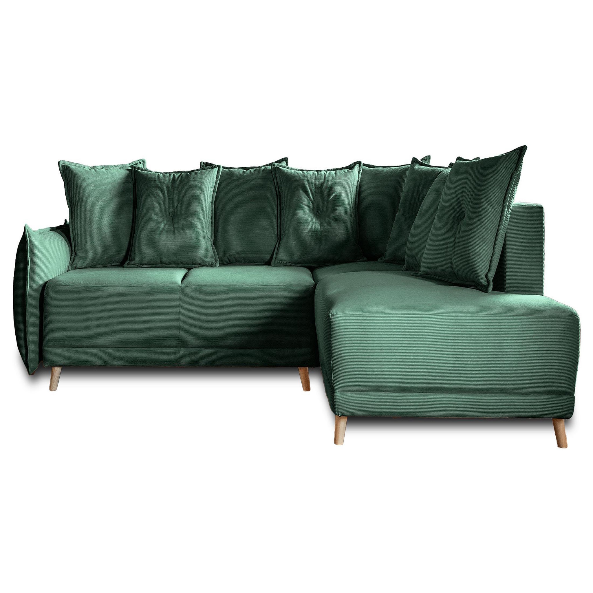 Voir la diapositive 1 : BEST MOBILIER Lena - canapé d'angle droit 5 places - convertible avec coffre - en velours côtelé