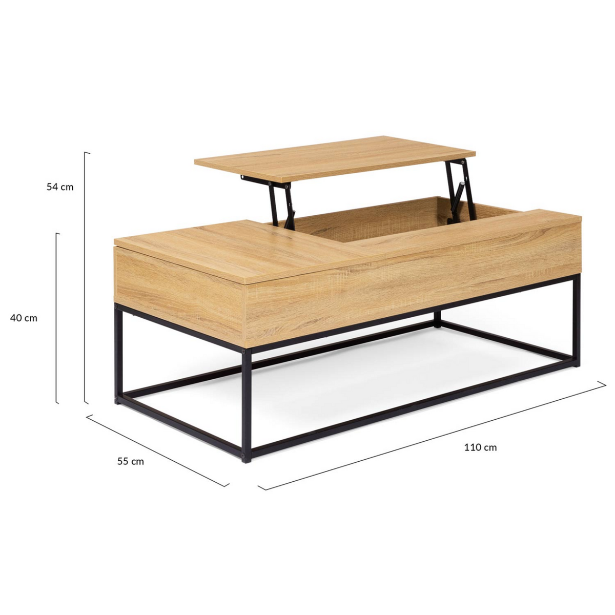 ID MARKET Table basse 2 plateaux relevables rectangulaire DETROIT design industriel