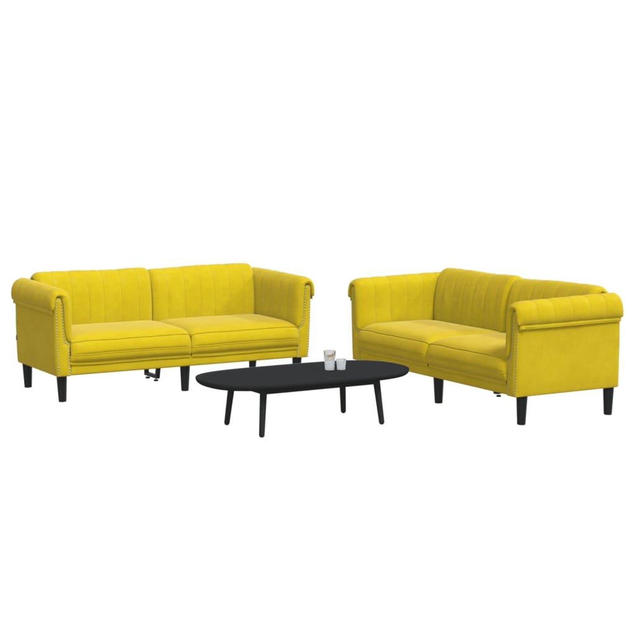 Voir la diapositive 3 : VIDAXL Ensemble de canapes 2 pcs jaune velours