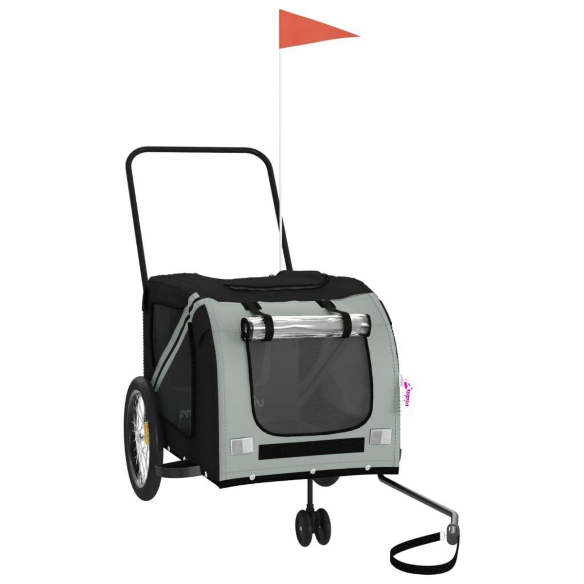 VIDAXL Remorque de velo pour animaux de compagnie gris et noir