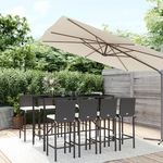 VIDAXL Ensemble de bar de jardin 9 pcs avec coussins noir poly rotin