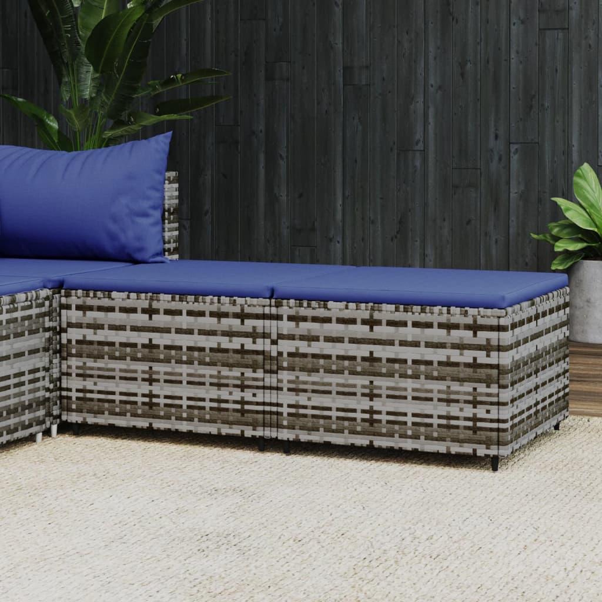 Voir la diapositive 1 : VIDAXL Repose-pieds de jardin et coussins lot de 2 gris resine tressee