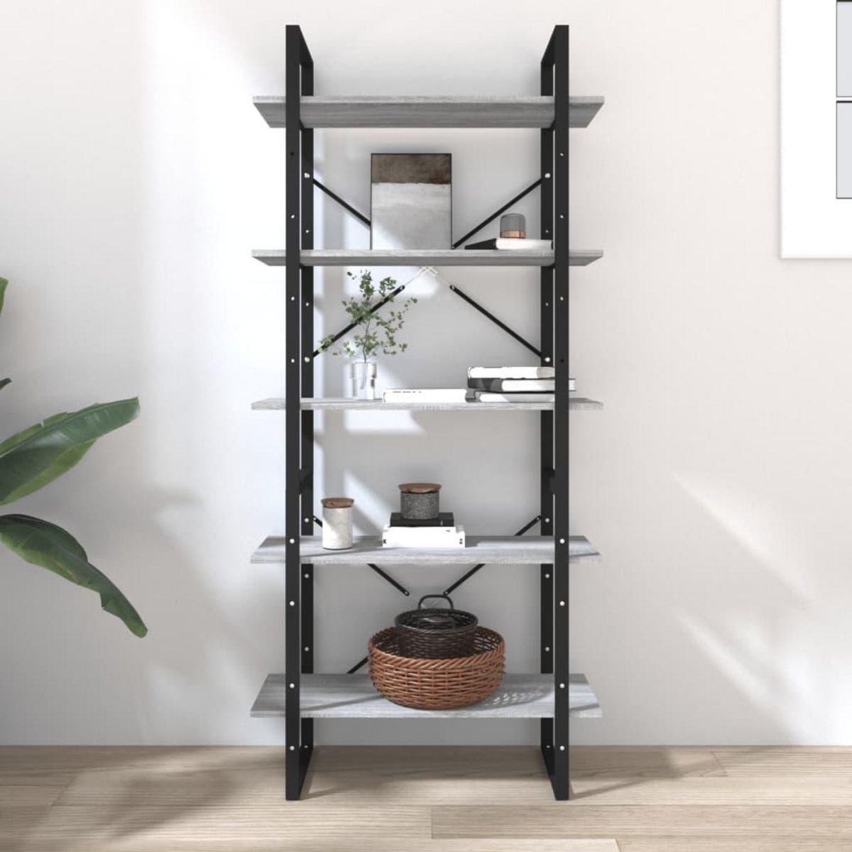 VIDAXL Bibliotheque 5 niveaux Sonoma gris 80x30x175 cm