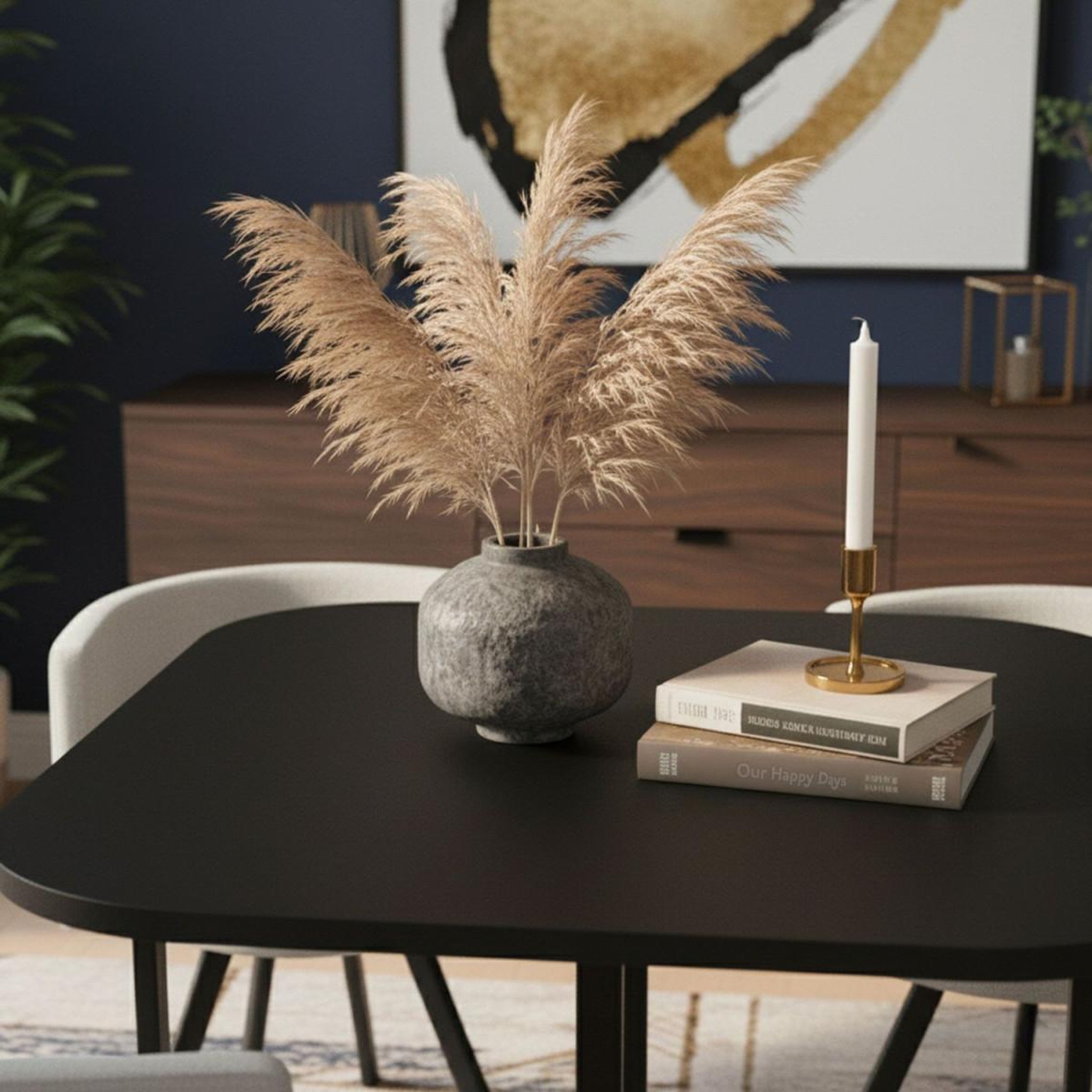 Voir la diapositive 4 : Paris Prix Ensemble table & 4 chaises  oslo  90cm noir & gris