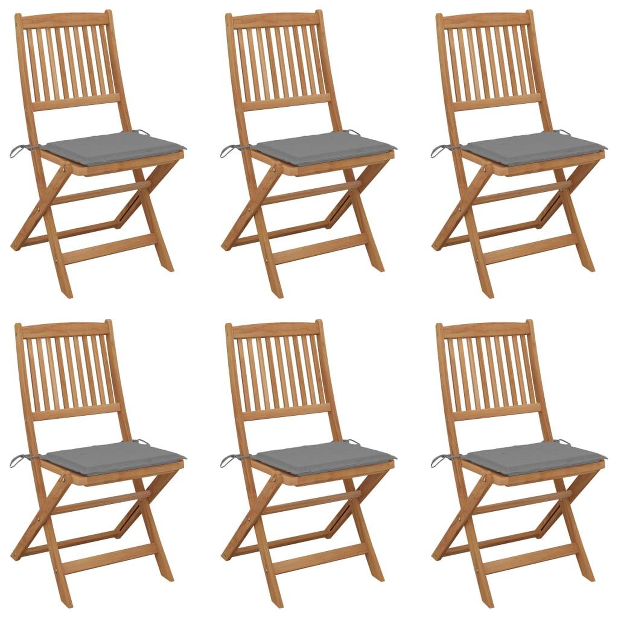 Voir la diapositive 1 : VIDAXL Chaises pliables de jardin lot de 6 avec coussins Bois d'acacia