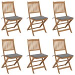 VIDAXL Chaises pliables de jardin lot de 6 avec coussins Bois d'acacia