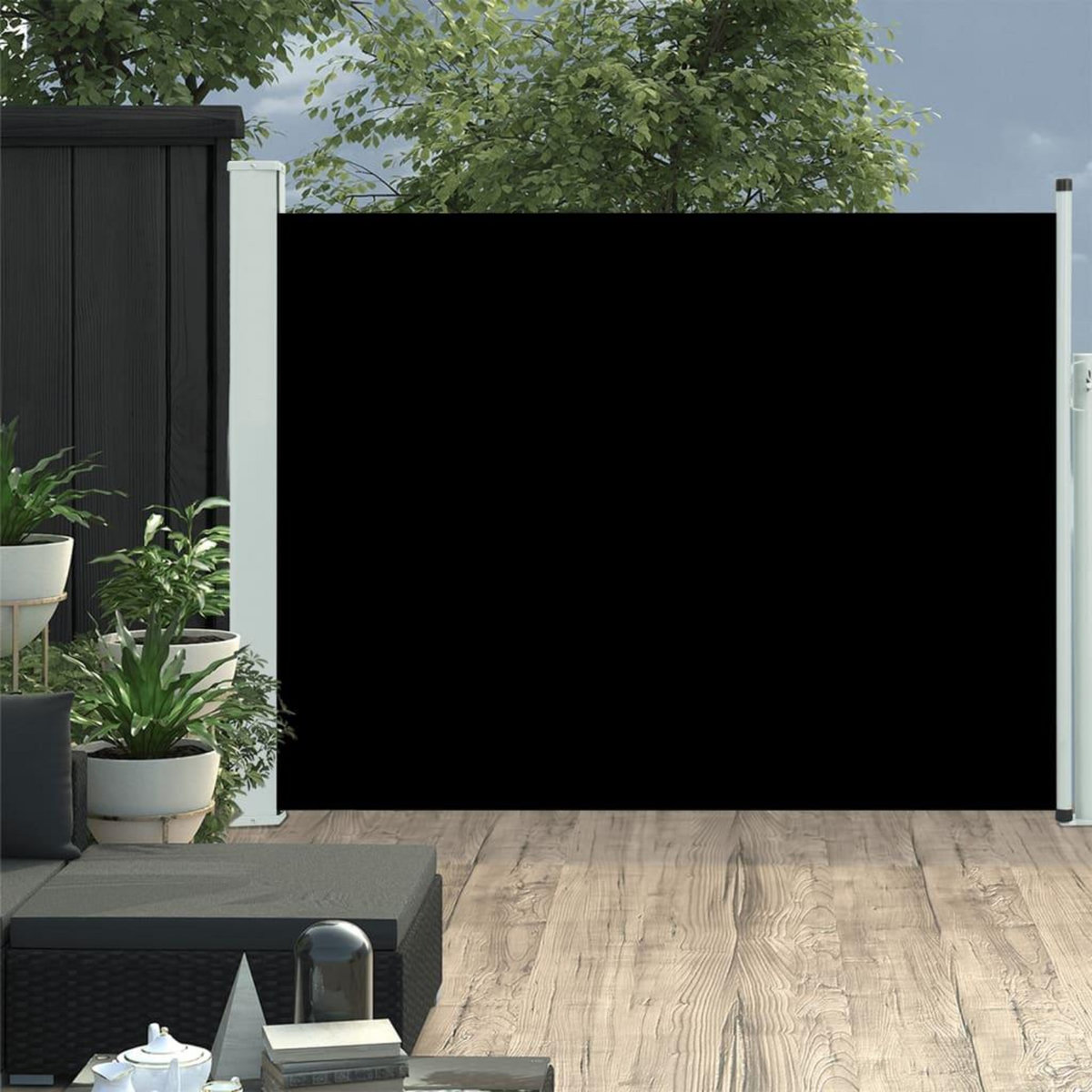 VIDAXL Auvent lateral retractable de patio 140x500 cm Noir