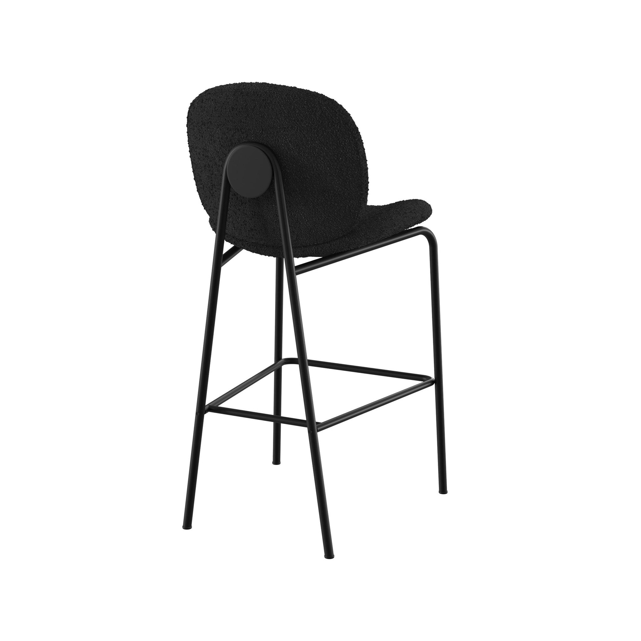 Voir la diapositive 6 : MAISON PAVANE Lot de 2 chaises pour îlot central en tissu bouclé noir 63,5 cm-iris