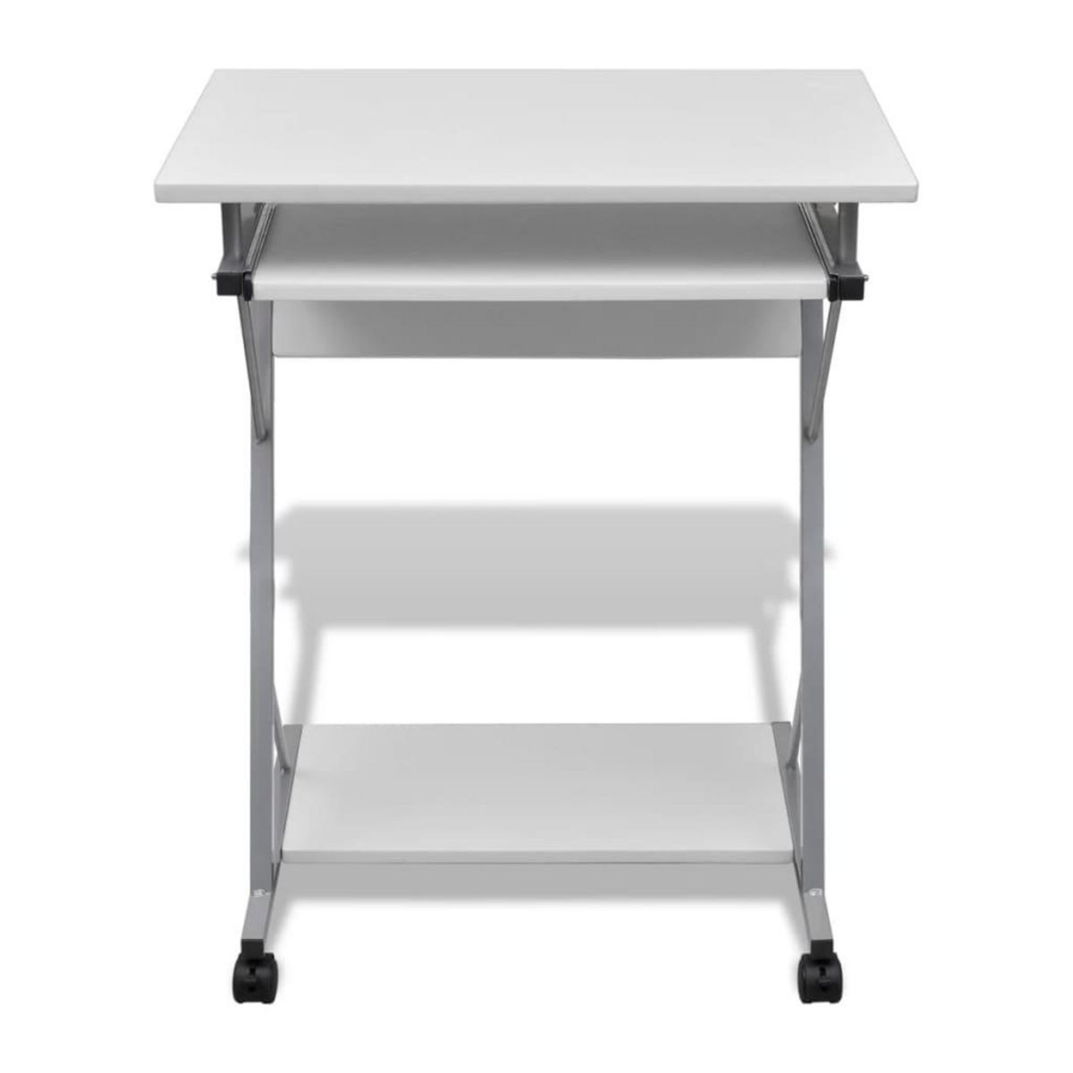 VIDAXL Bureau d'ordinateur compact avec plateau a clavier Blanc