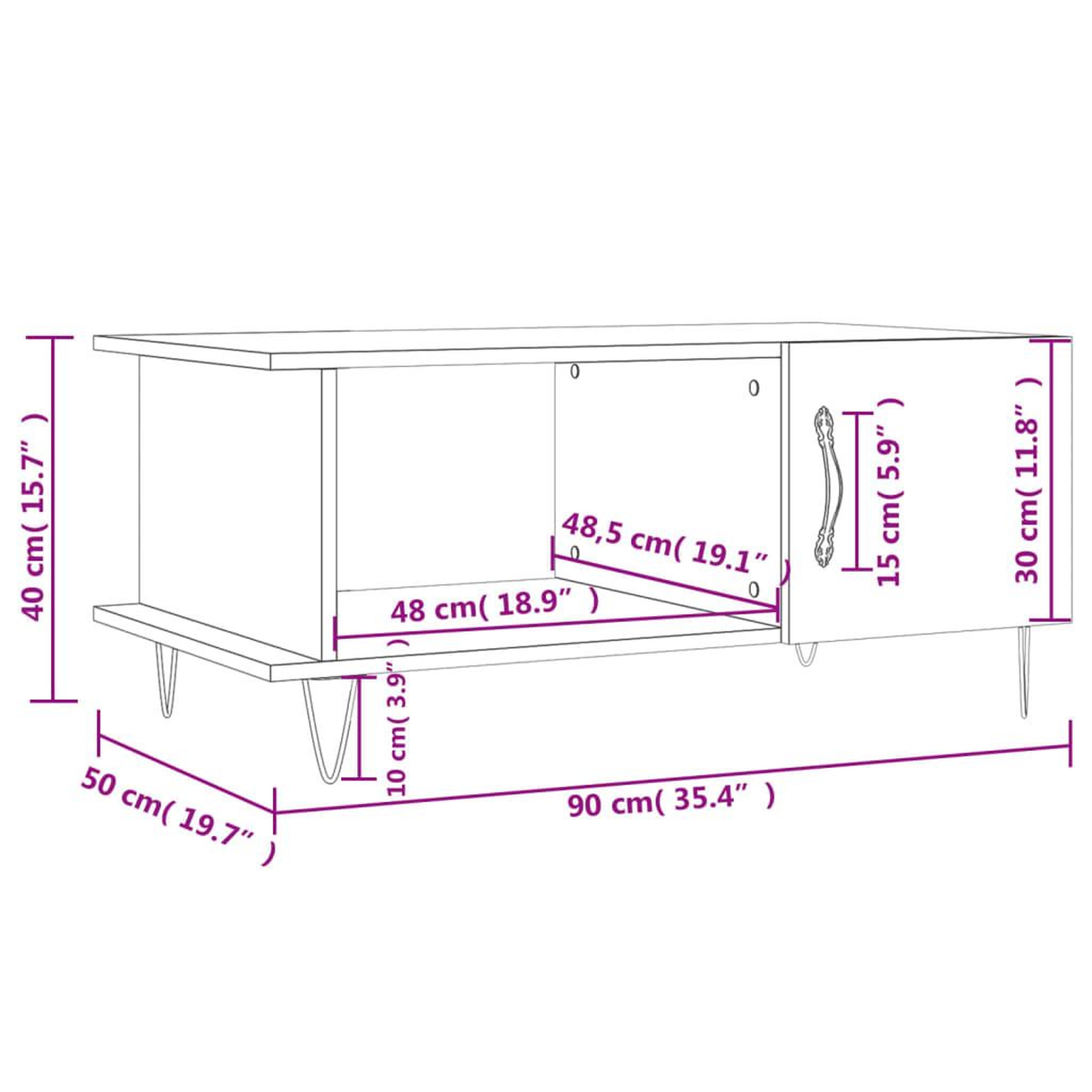 Voir la diapositive 6 : VIDAXL Table basse chene marron 90x50x40 cm bois d'ingenierie