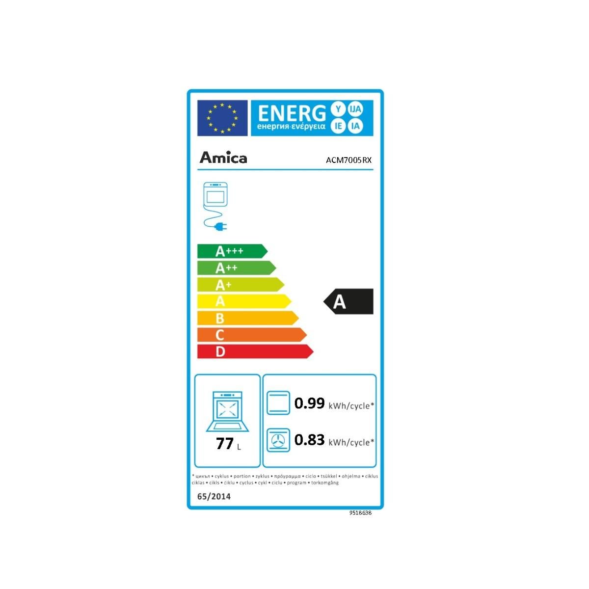 Amica Cuisinière gaz 77l 4 feux inox - ACM7005RX