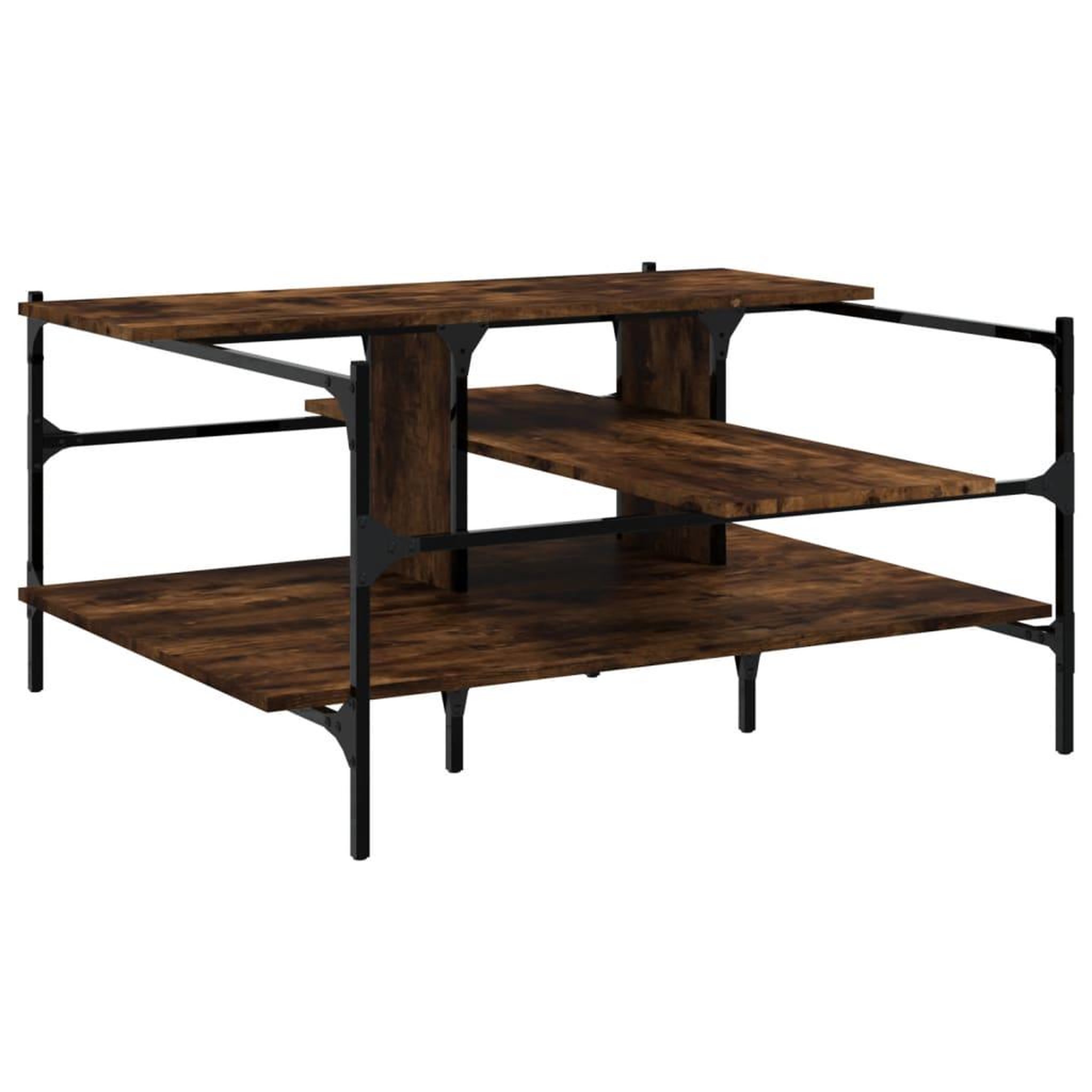 Voir la diapositive 2 : VIDAXL Table basse chene fume 100x100x48,5 cm bois d'ingenierie