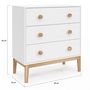 Voir la diapositive 5 : ID MARKET Commode enfant 3 tiroirs JACOB 80 cm blanc et bois
