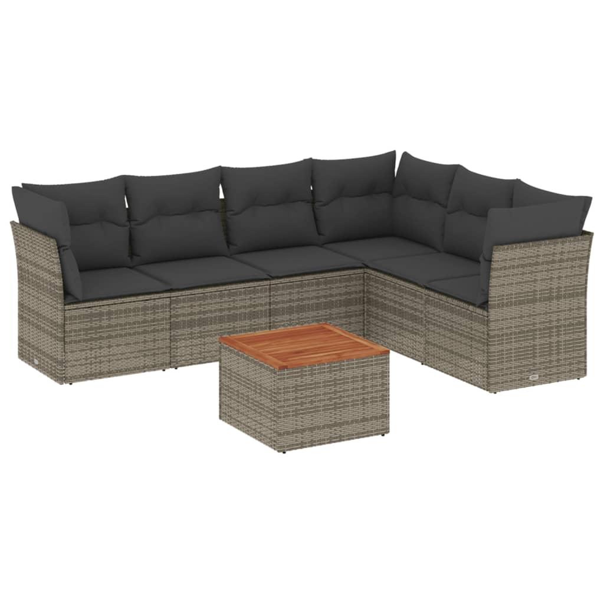 Voir la diapositive 2 : VIDAXL Salon de jardin avec coussins 7 pcs gris resine tressee