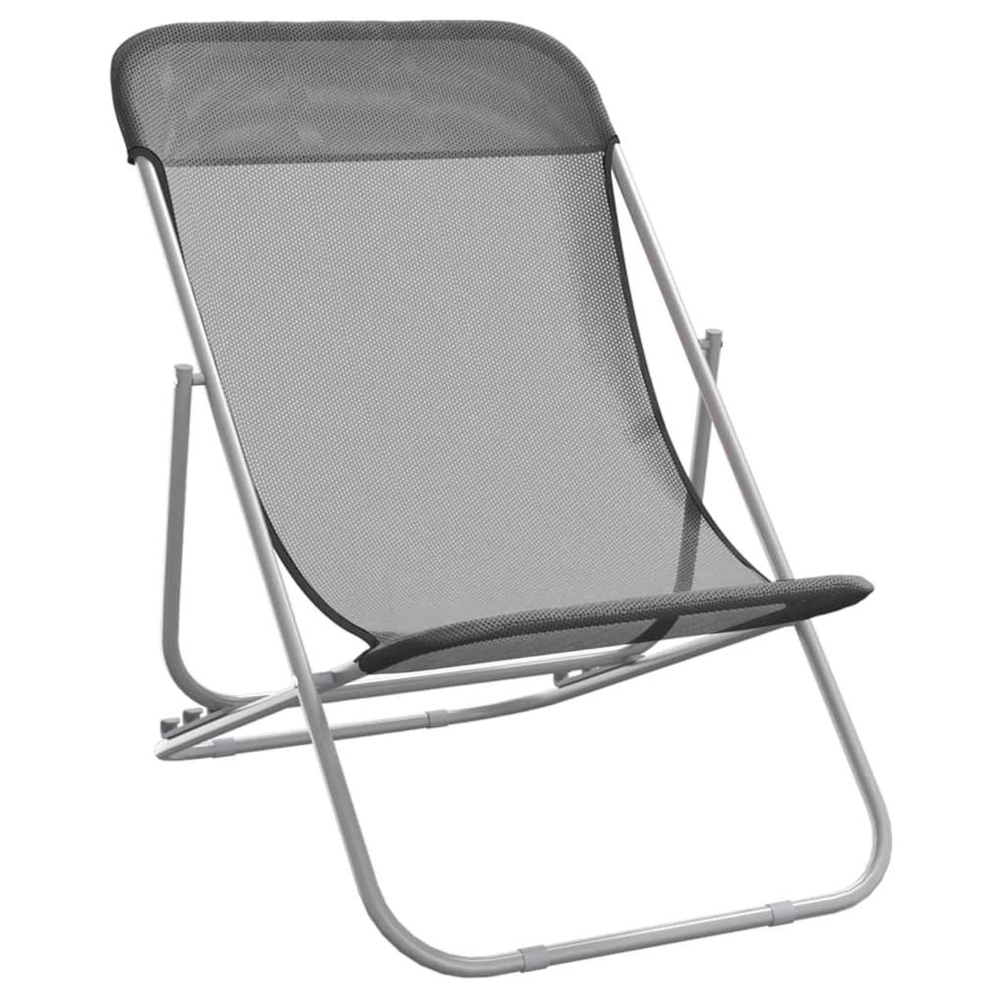 Voir la diapositive 3 : VIDAXL Chaises plage pliantes lot de 2 textilene acier enduit poudre