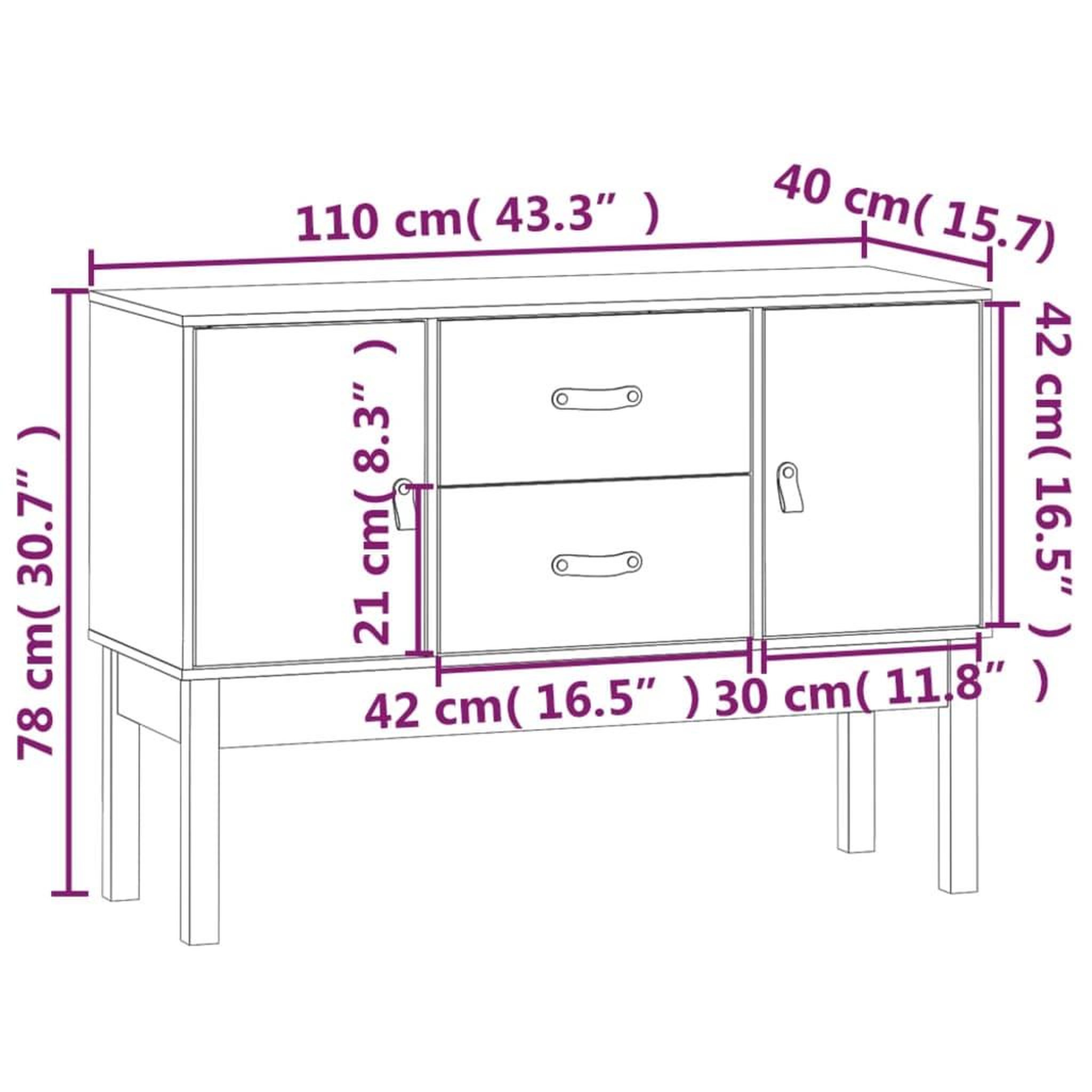 Voir la diapositive 6 : VIDAXL Buffet 110x40x78 cm Bois massif de pin