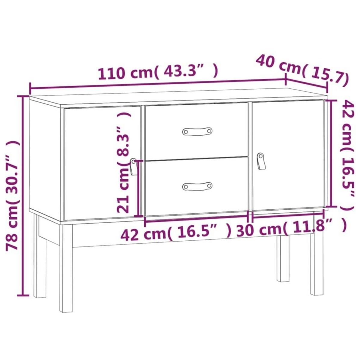 VIDAXL Buffet 110x40x78 cm Bois massif de pin