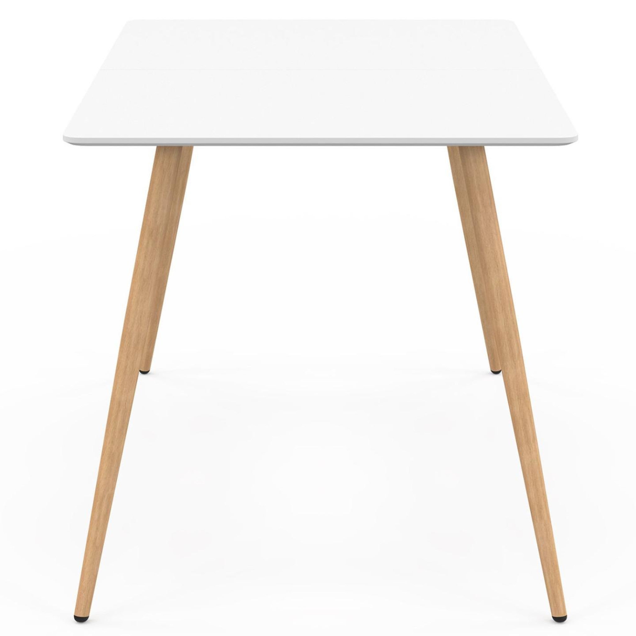 Voir la diapositive 4 : ID MARKET Table à manger scandinave rectangle sara 6 personnes blanche 120 cm