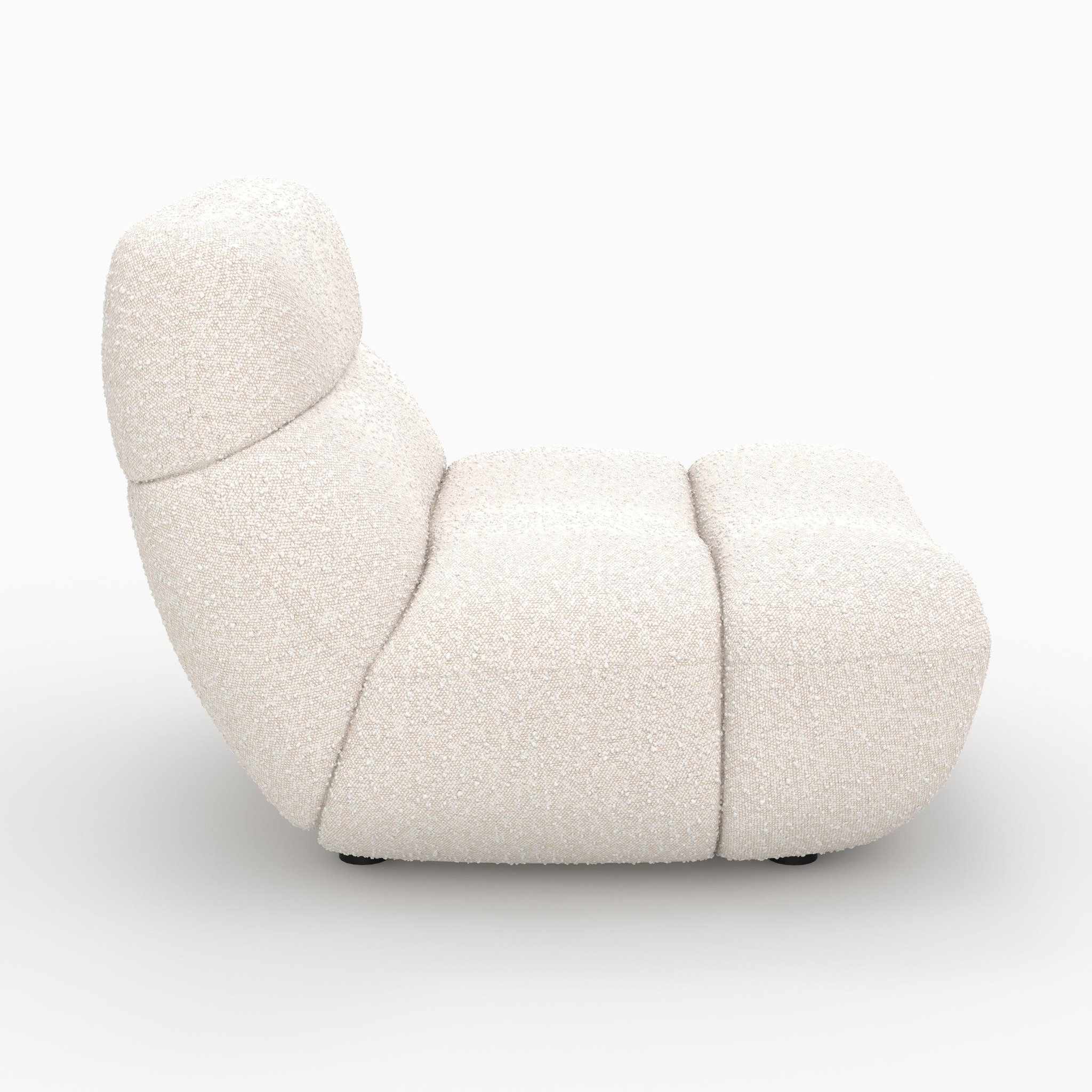 Voir la diapositive 3 : MAISON PAVANE Fauteuil en tissu bouclé blanc-Teddy