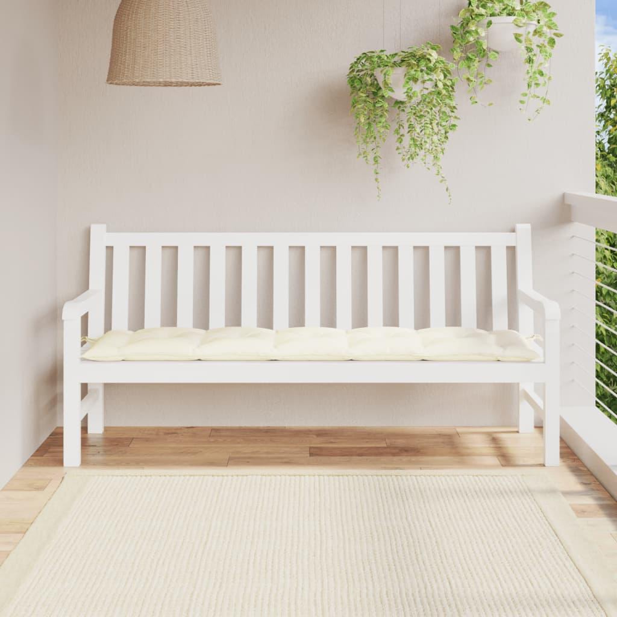 Voir la diapositive 1 : VIDAXL Coussin de banc de jardin blanc creme 180x50x7 cm tissu oxford