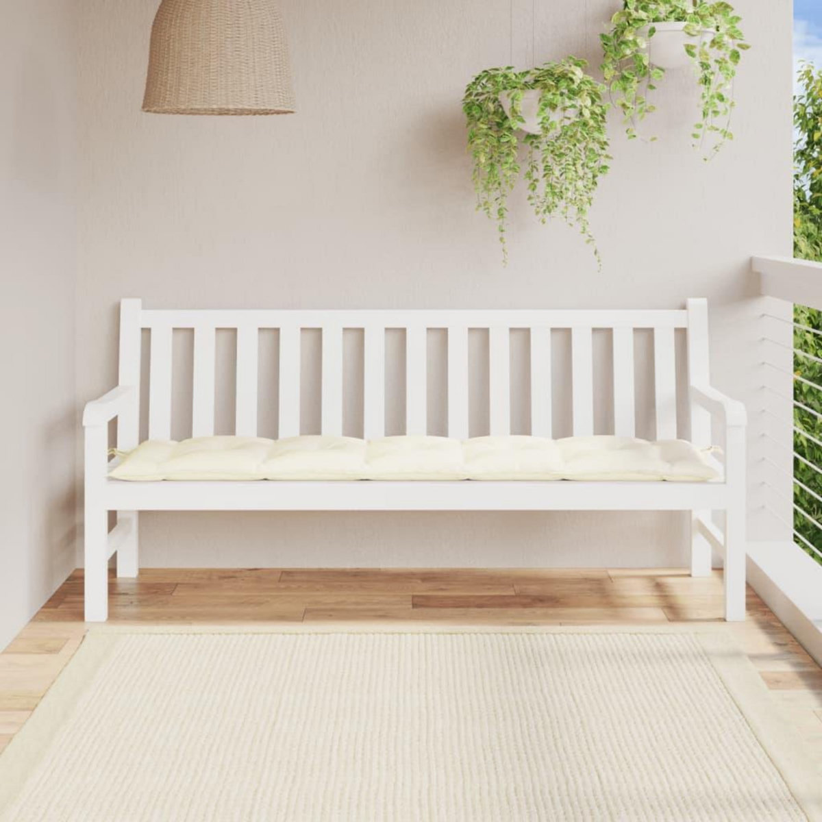 VIDAXL Coussin de banc de jardin blanc creme 180x50x7 cm tissu oxford
