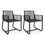 Voir la diapositive 1 : ID MARKET Lot de 2 fauteuils de jardin ODESSA métal et cordage noir