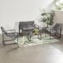 Voir la diapositive 3 : CONCEPT USINE Salon de jardin 4 places contemporain noir et coussins gris RABAT