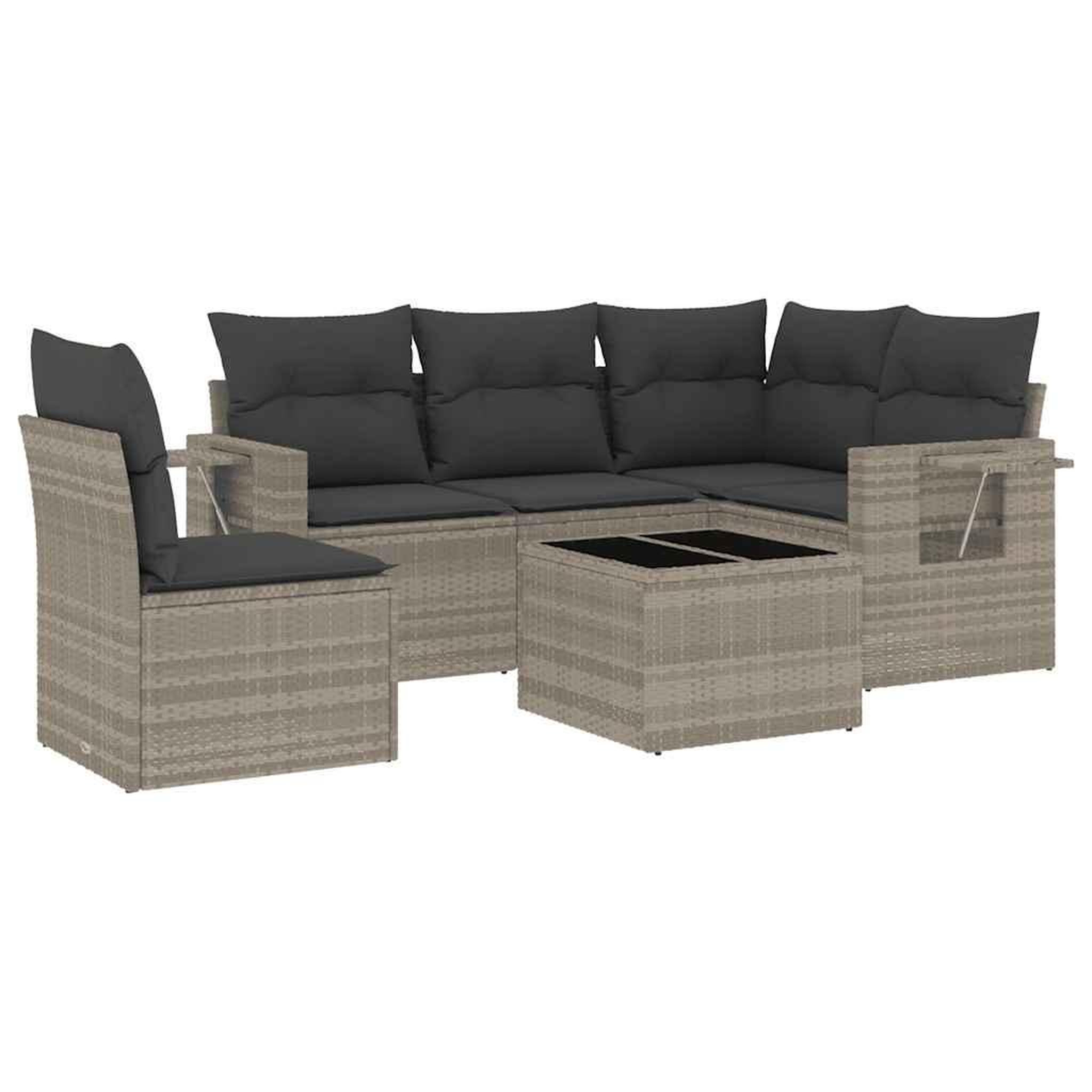 Voir la diapositive 2 : VIDAXL Salon de jardin 6 pcs avec coussins gris clair resine tressee