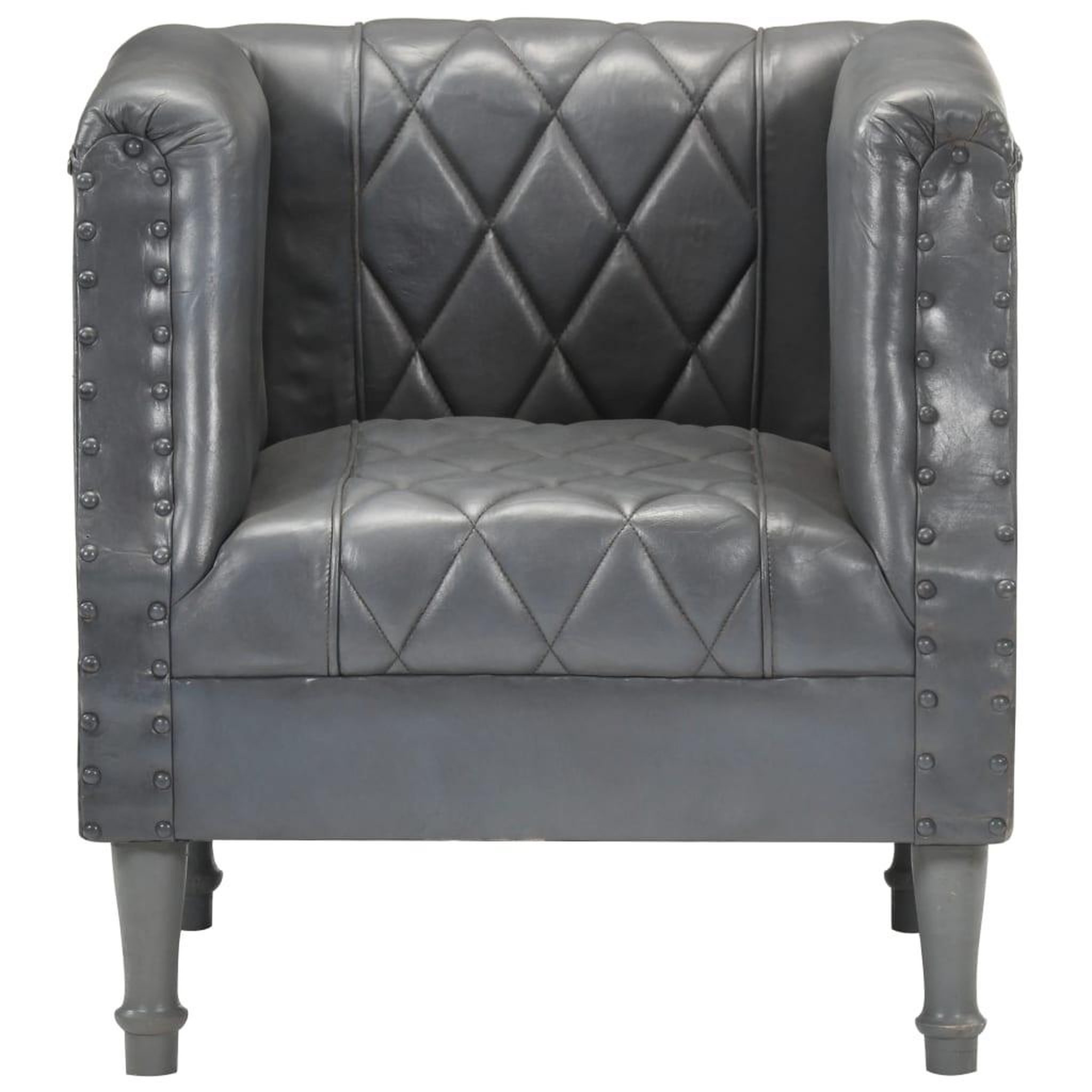 Voir la diapositive 2 : VIDAXL Chaise cabriolet Gris Cuir veritable de chevre