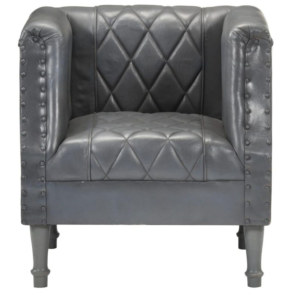 VIDAXL Chaise cabriolet Gris Cuir veritable de chevre