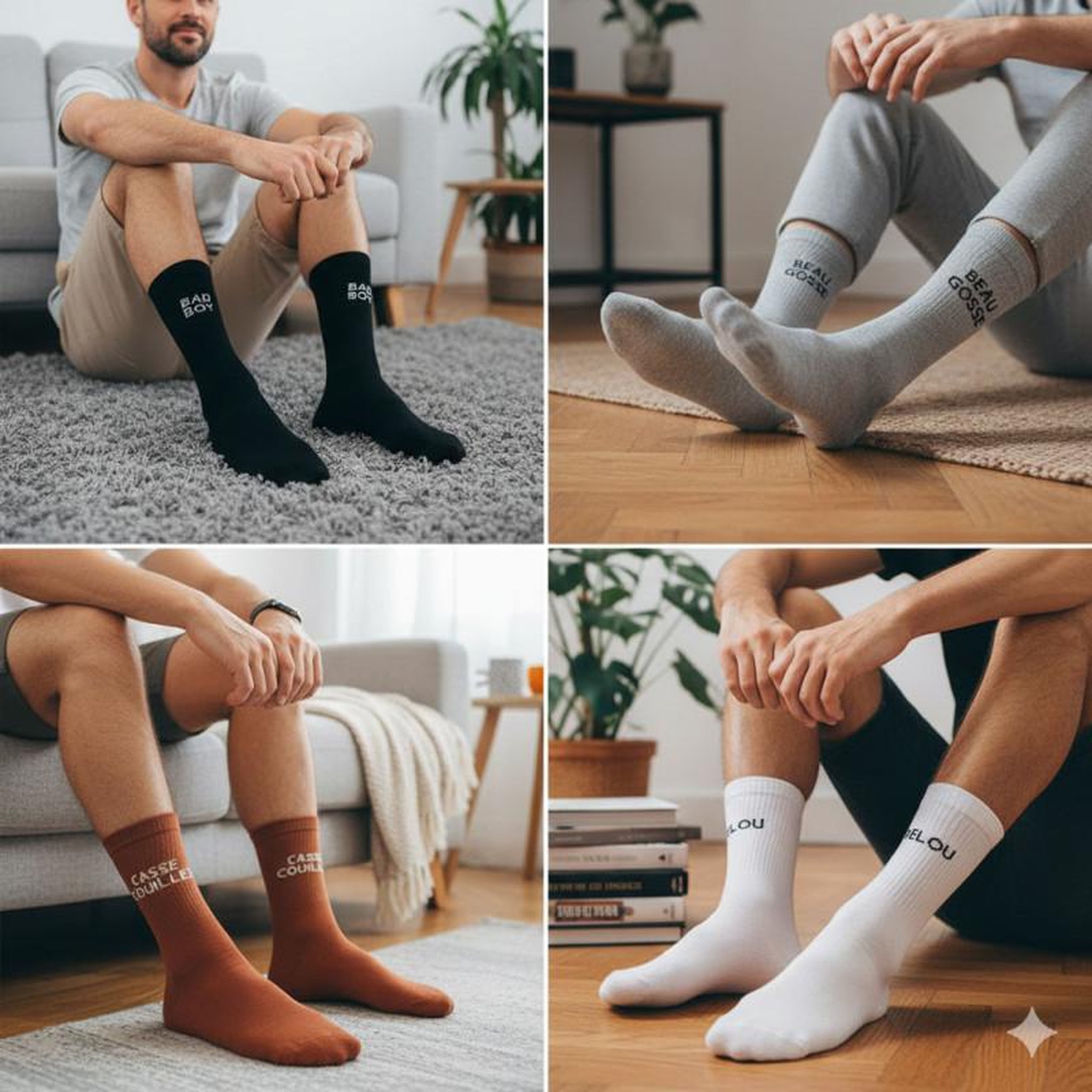 Voir la diapositive 2 : OZABI OZABI Chaussettes Homme Message Humoristiques Pack de 4 Paires