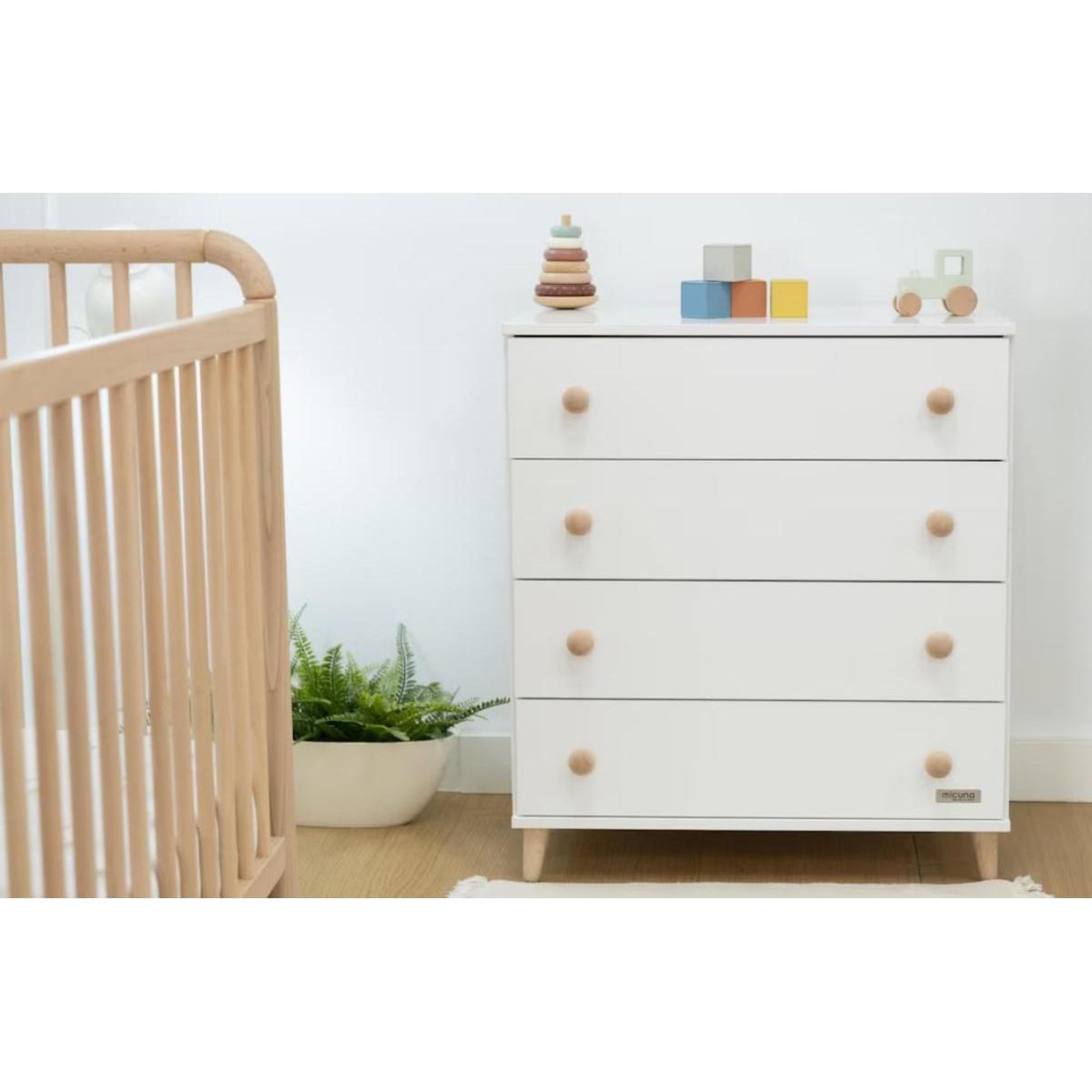 Voir la diapositive 2 : MICUNA Commode Style Blanc et Bois