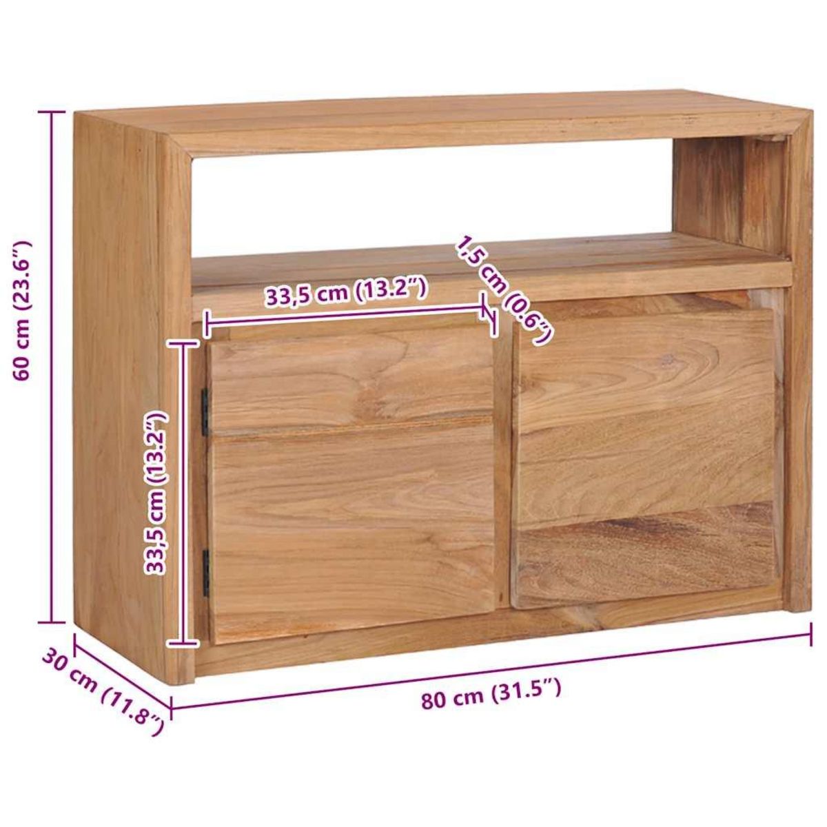 VIDAXL Buffet 80x30x60 cm bois de teck massif