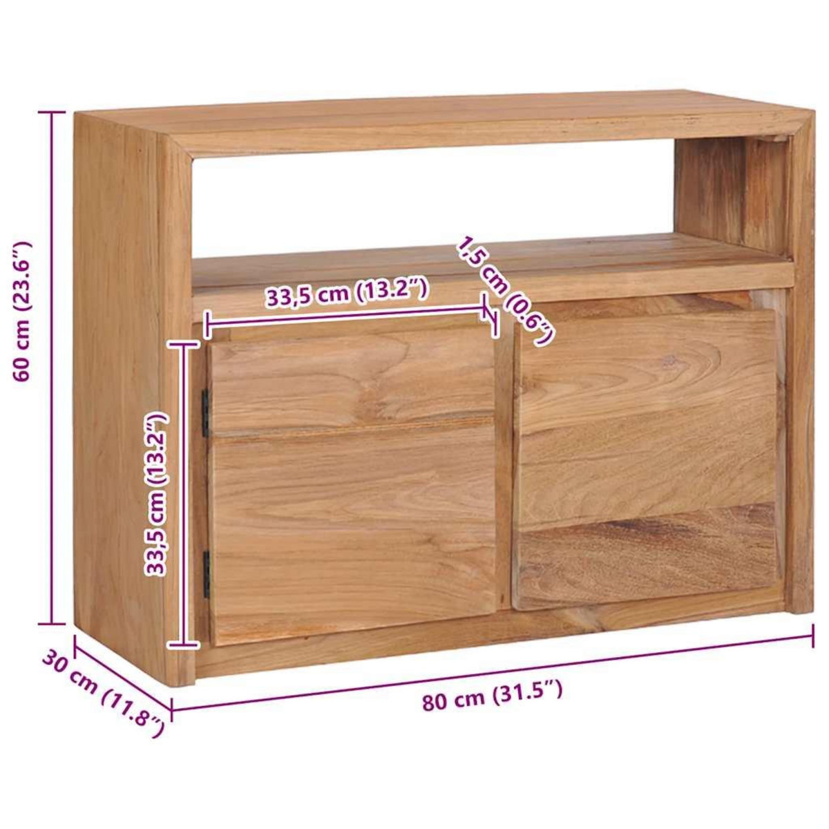 VIDAXL Buffet 80x30x60 cm bois de teck massif