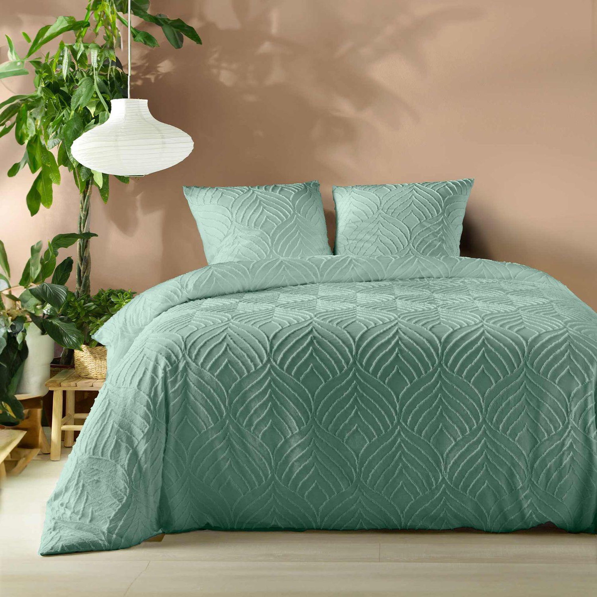 Voir la diapositive 2 : DOUCEUR D'INT�RIEUR Parure de lit effet tufté heltie - 220 x 240 cm - vert