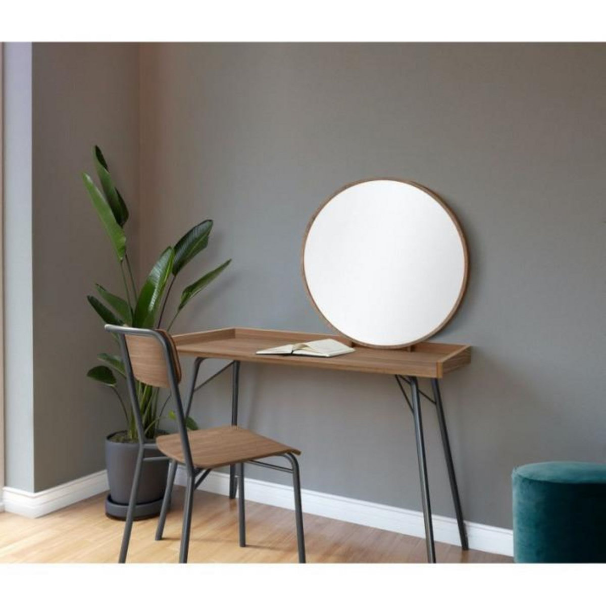 Paris Prix Coiffeuse Design en Bois  Rayburn  115cm Marron