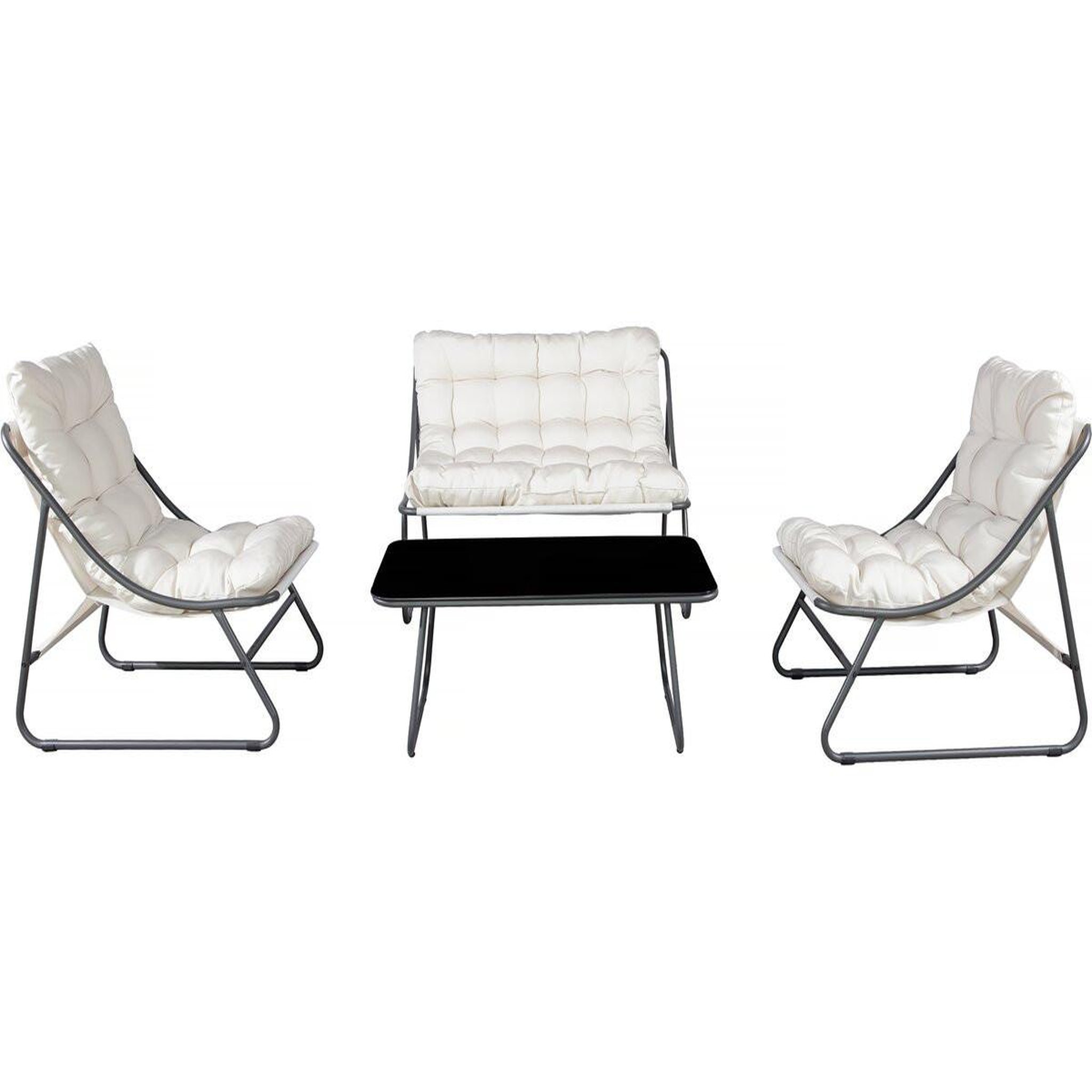 Habitat et Jardin Salon de jardin en métal avec coussins  aria  - 4 places - beige