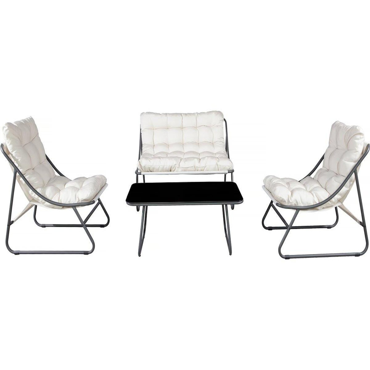 Habitat et Jardin Salon de jardin en métal avec coussins  Aria  - 4 places - Beige