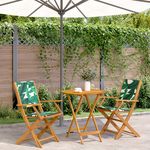 VIDAXL Ensemble de bistro 3 pcs motif de feuilles tissu et bois massif