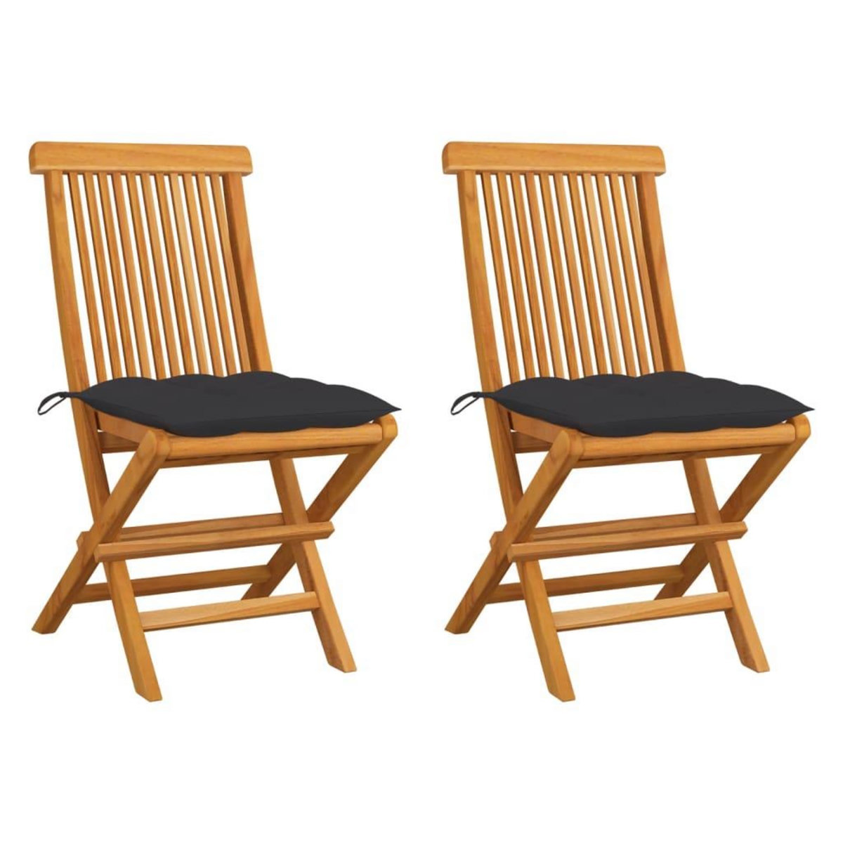 VIDAXL Chaises de jardin et coussins anthracite lot de 2 Bois de teck