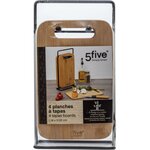 5 FIVE SIMPLY Set de 4 planchettes apéro en bois 