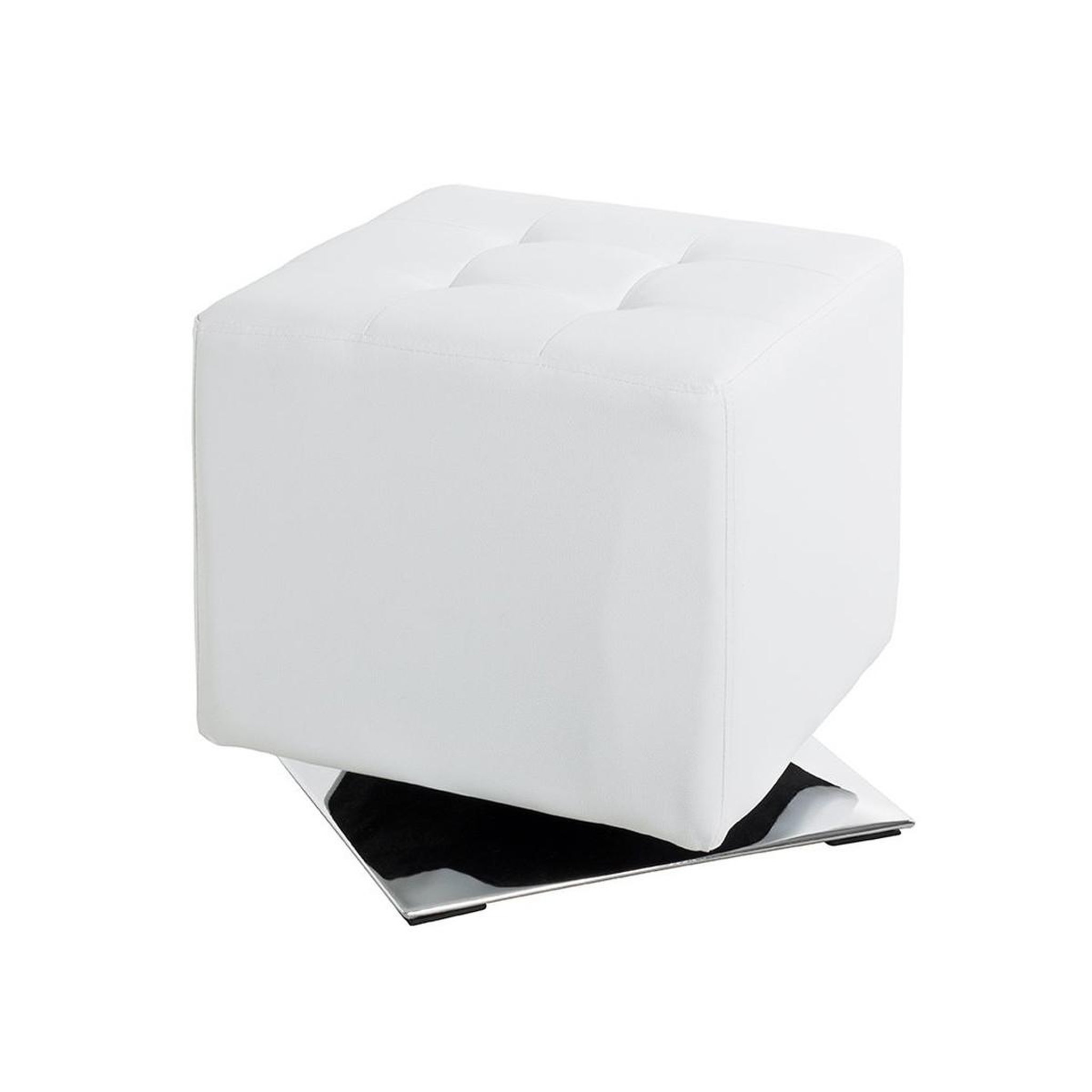 Voir la diapositive 2 : Paris Prix Pouf Carré Design  Hava  42cm Blanc